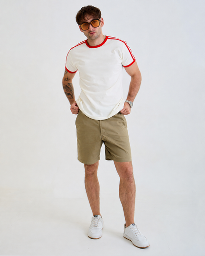 Vintage Unisex T-Shirt – Retro Ringer Style – Off-White/Red