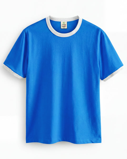 Vintage Unisex Oversized T-Shirt – Retro Ringer Style – Blue/White
