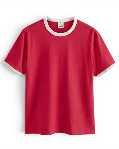 Vintage Unisex T-Shirt – Retro Ringer Style – Red/Off-White