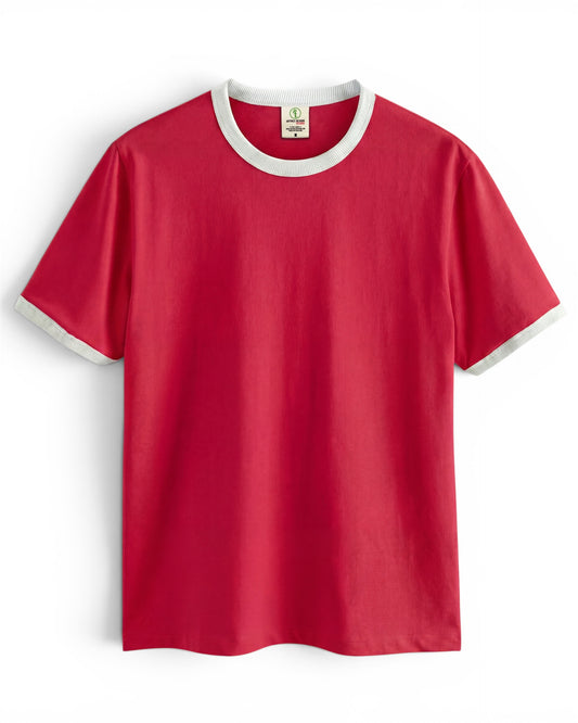 Vintage Unisex T-Shirt – Retro Ringer Style – Red/Off-White