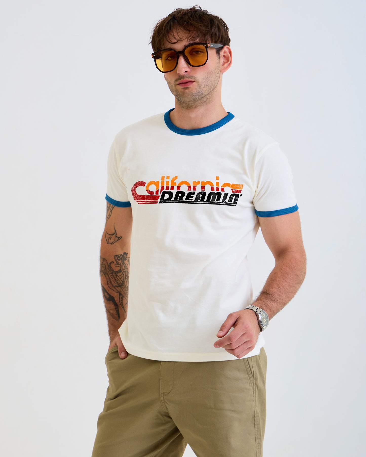 California Dreamin' Ringer Tee Off-White