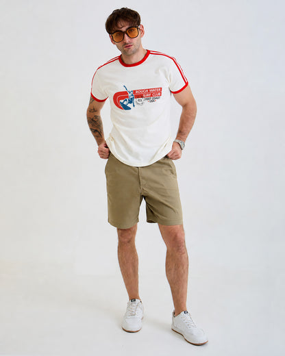 Vintage Unisex T-Shirt – Surfing Retro Ringer – Off-White/Red