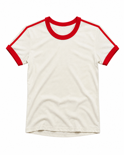 Vintage Unisex T-Shirt – Retro Ringer Style – Off-White/Red