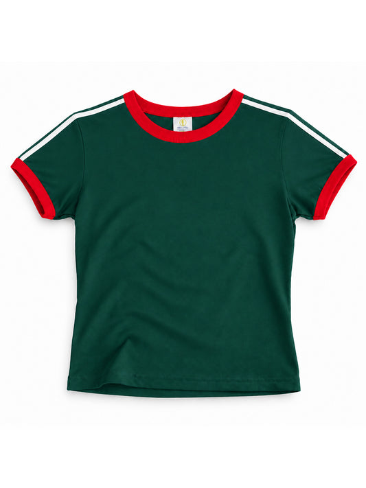 Vintage Women's T-Shirt – Retro Ringer Style – Marathon (PineGreen)
