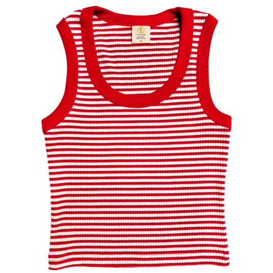 Womens Stripped Tank Top (Red)