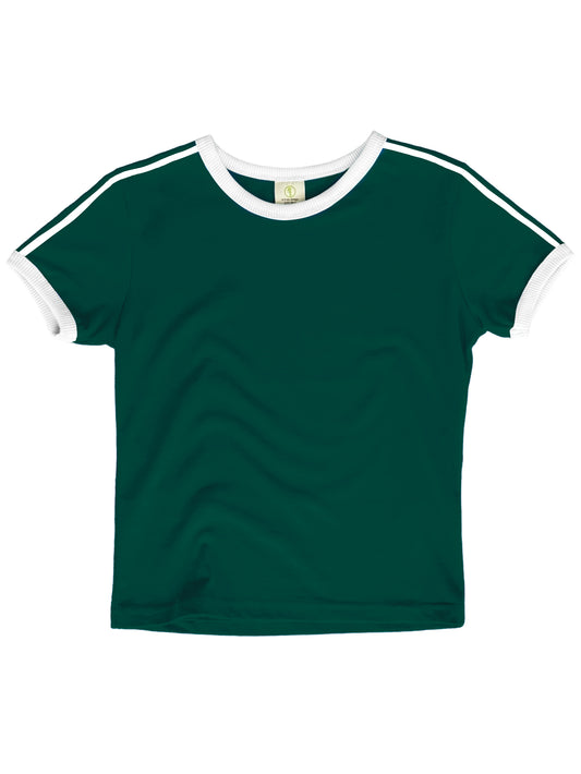 Vintage Women's T-Shirt – Retro Ringer Style – Green/White