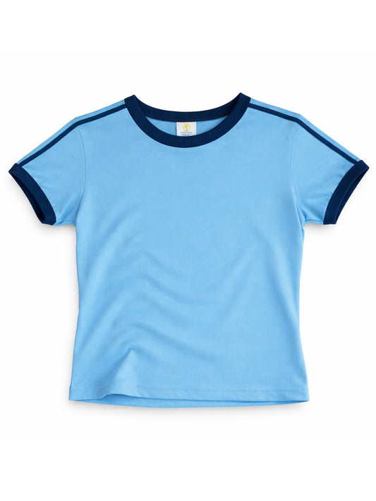 Vintage Women's T-Shirt – Retro Ringer Style – Blue/White