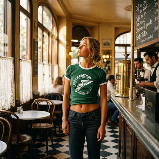 Vintage Women's T-Shirt – Retro Ringer Style – Marathon (Green)